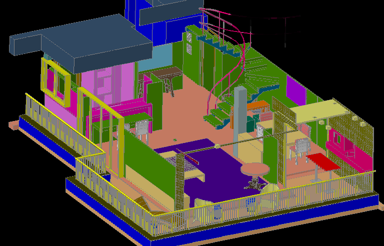 3D House AutoCAD DWG Drawing with Interior Layout and Design Details