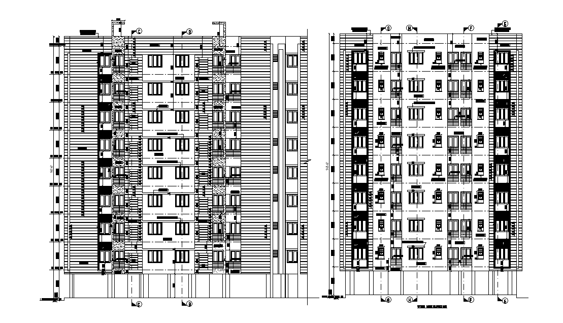 8 Storey Apartment Elevation Design Download DWG File