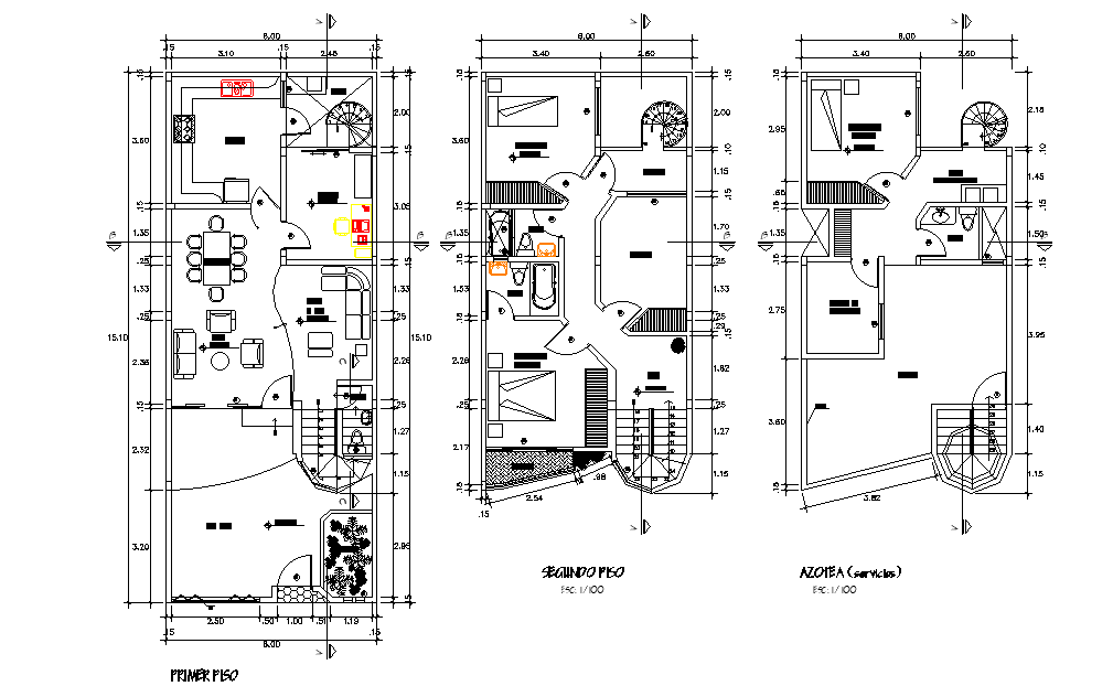 8X15 Meter House Plan With Furniture Layout Drawing DWG File