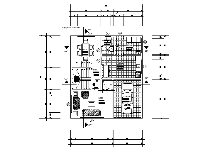 8X8m house plan is given in this Autocad drawing file. Download now.
