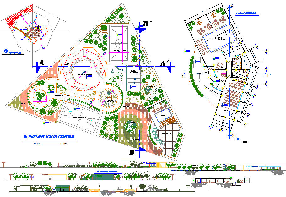 Neighborhood Park AutoCAD DWG with Site Layout and Landscape Details