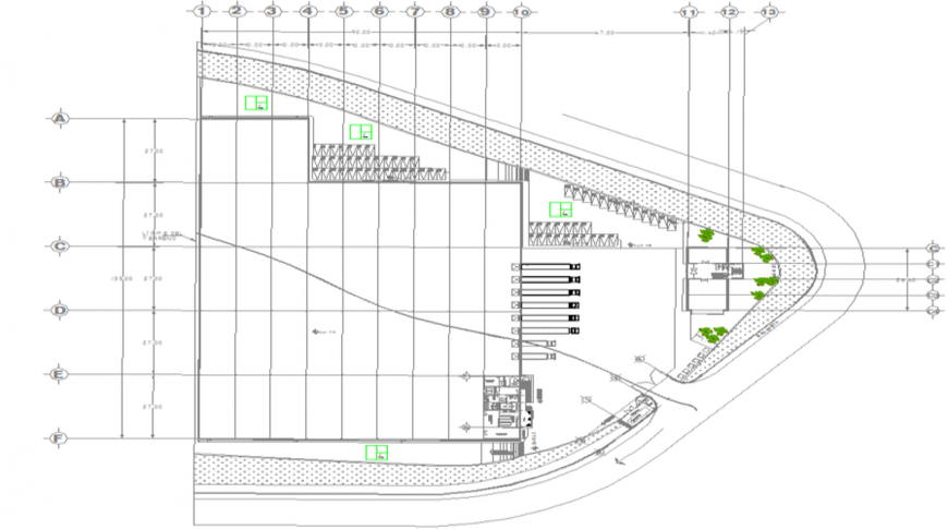 Warehouse 2D CAD Drawing with Centerline a Plan Download Now