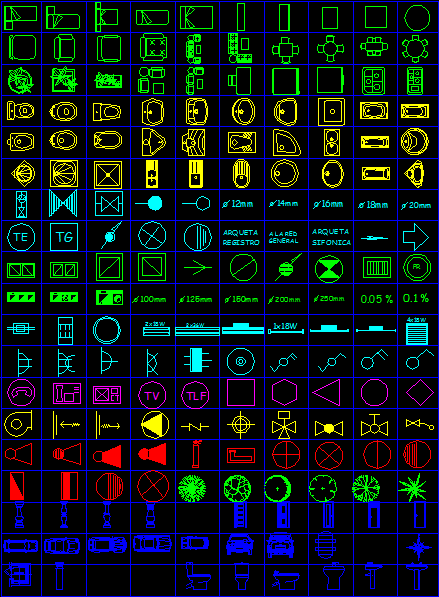 2D CAD Blocks Collection with Symbols and Furniture in DWG File