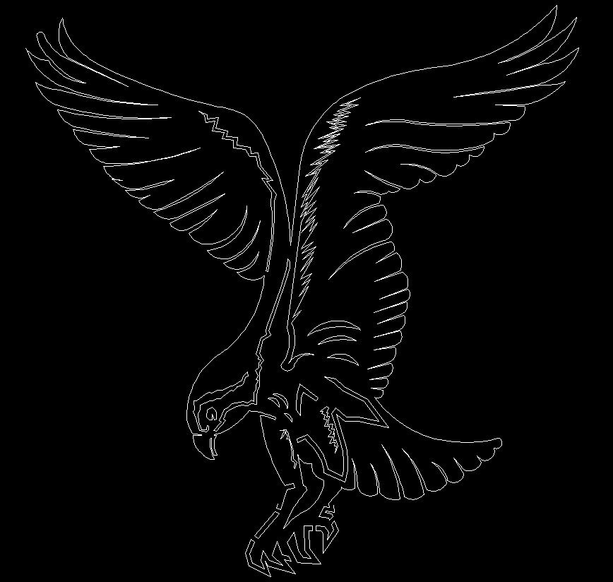 2D Eagle CAD DWG for Decorative, Structural and Artistic Design Layout