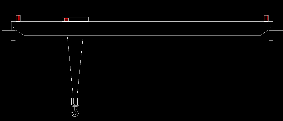 Crane Bridge CAD Drawing DWG with Hook and Beam Structural Design