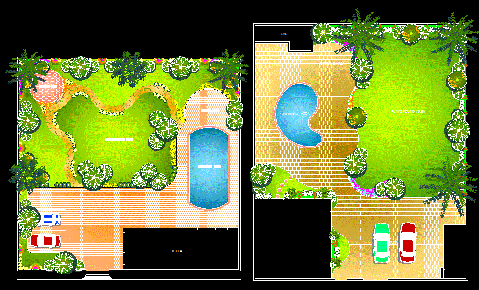 Private Villa AutoCAD DWG with Pool, Garden, and Parking Layout
