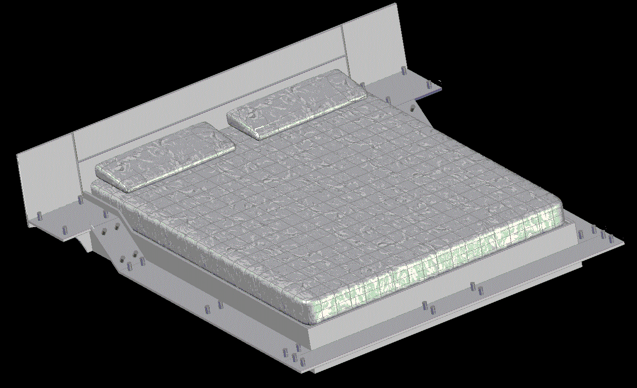 3D Double Bed CAD Drawing for Furniture and Interior Design Layouts