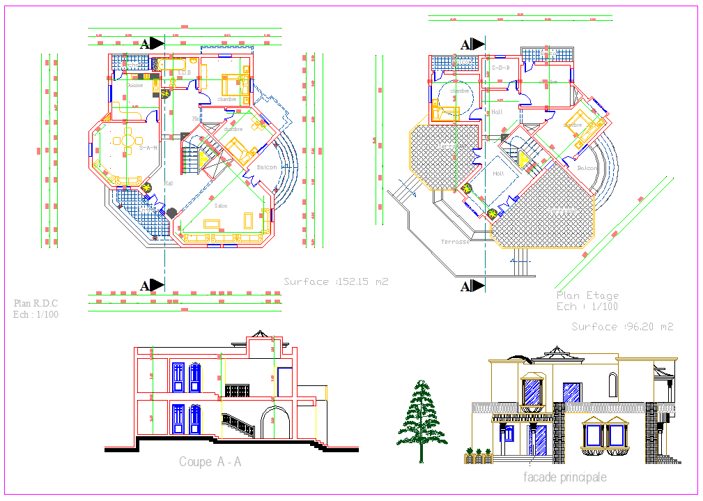 Modern 152m2 Bungalow Plan with 96m2 First Floor Architecture