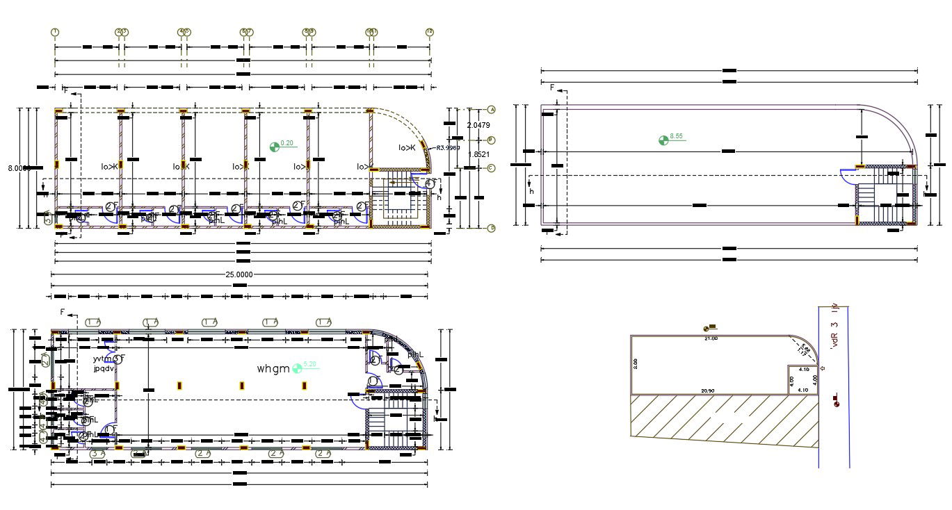 8 by 25 Meter Commercial Shop Floor Plan DWG File