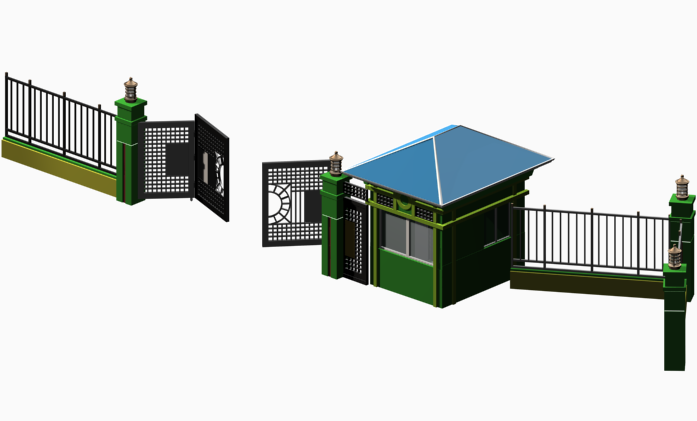 3D Security Gate CAD Drawing for Entrance Design and Planning