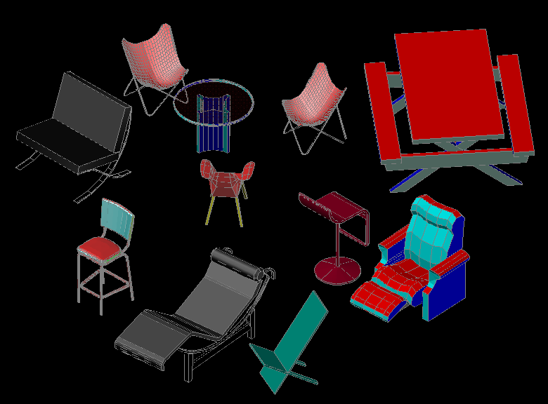 3D Furniture CAD Block with Modern Seating and Table Design DWG File