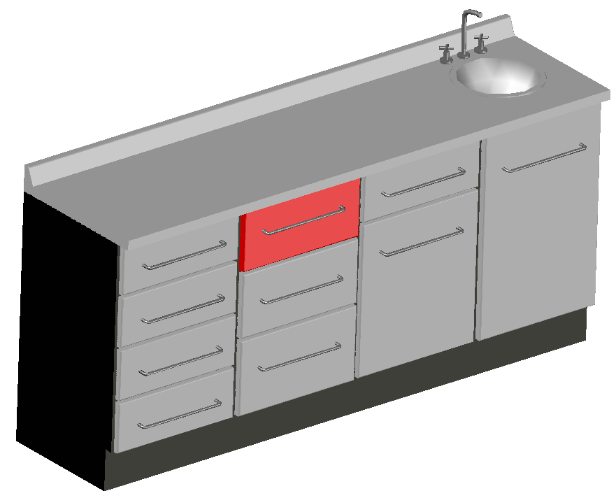 3D Furniture AutoCAD DWG File with Rendered Design and Dimensions