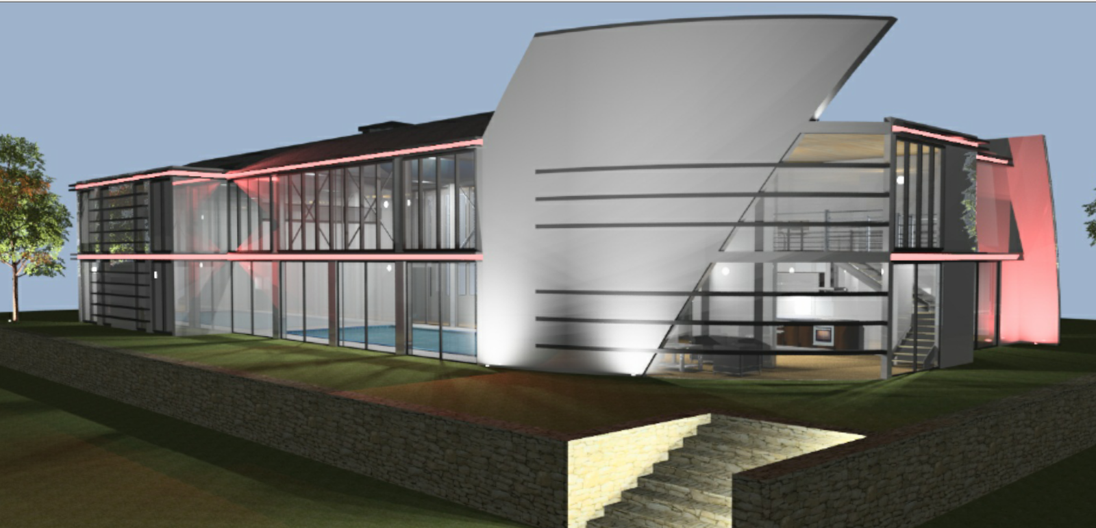 3D Modern Residence Home Design with Complete Architectural Detailing