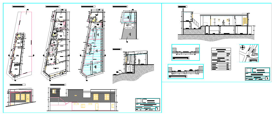 Residential Home AutoCAD DWG Plan with Elevation and Structural Layout