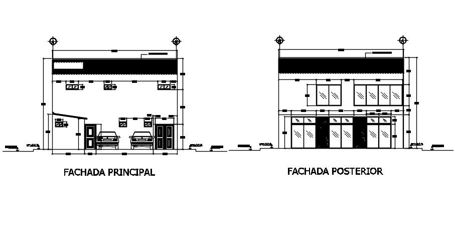 8m height of the house building elevation view is given in this Autocad drawing file. Download now.