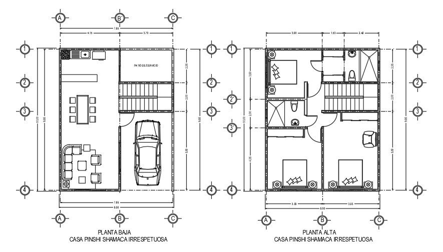 8x10 Meter 3 BHK House AutoCAD Plan Layout File