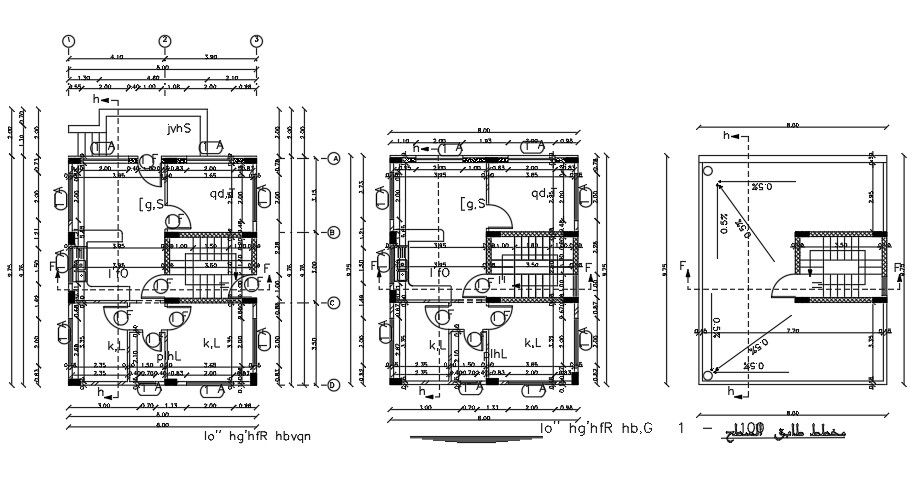 8x10m 2bhk house plan AutoCAD drawing