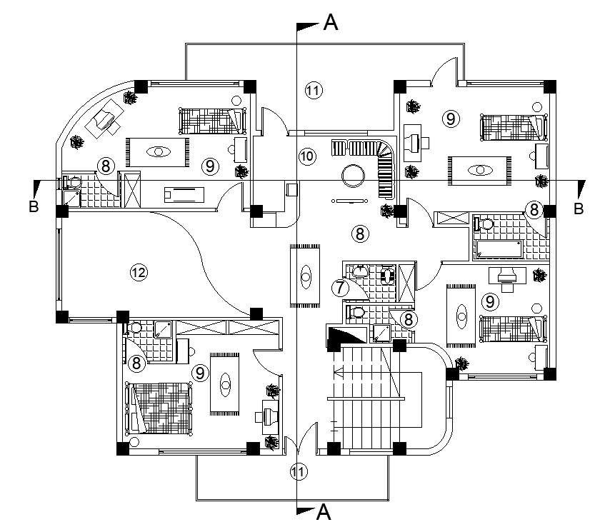 8x10m first floor house plan has been given in this AutoCAD drawing model. Download now.