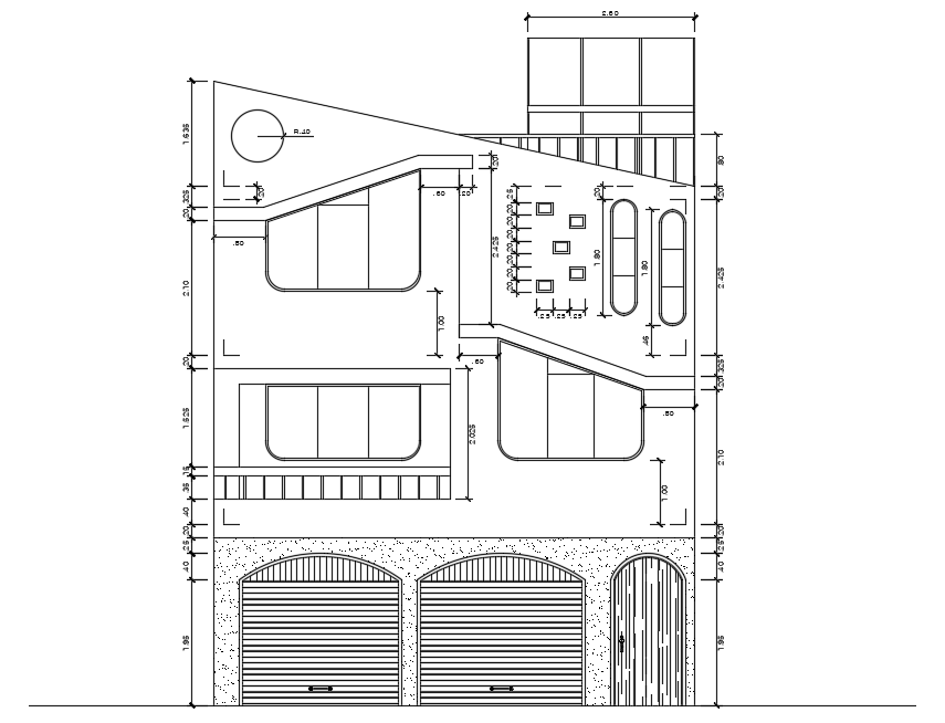 8x10m Shop-Cum-Residence Front Elevation AutoCAD File
