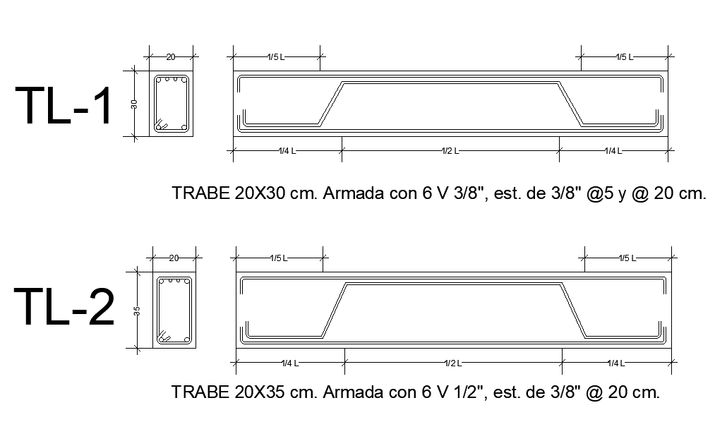 8x10m house plan of longitudinal beam section view has been given in this AutoCAD drawing file. Download the Autocad model.