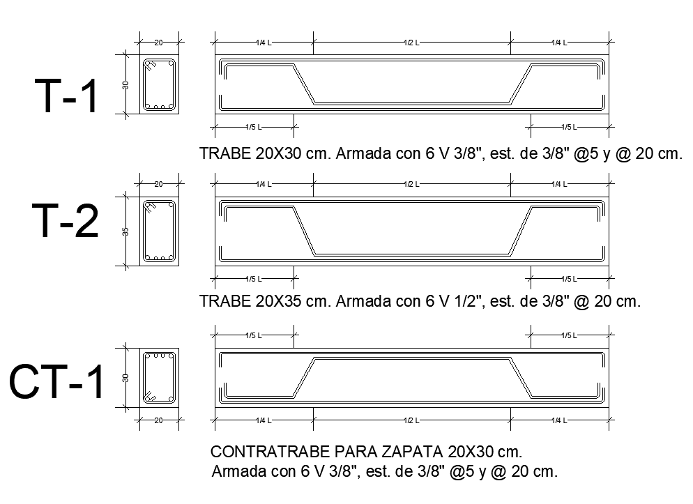 8x10m house plan of longitudinal beam section view is given in this AutoCAD drawing file. Download now.