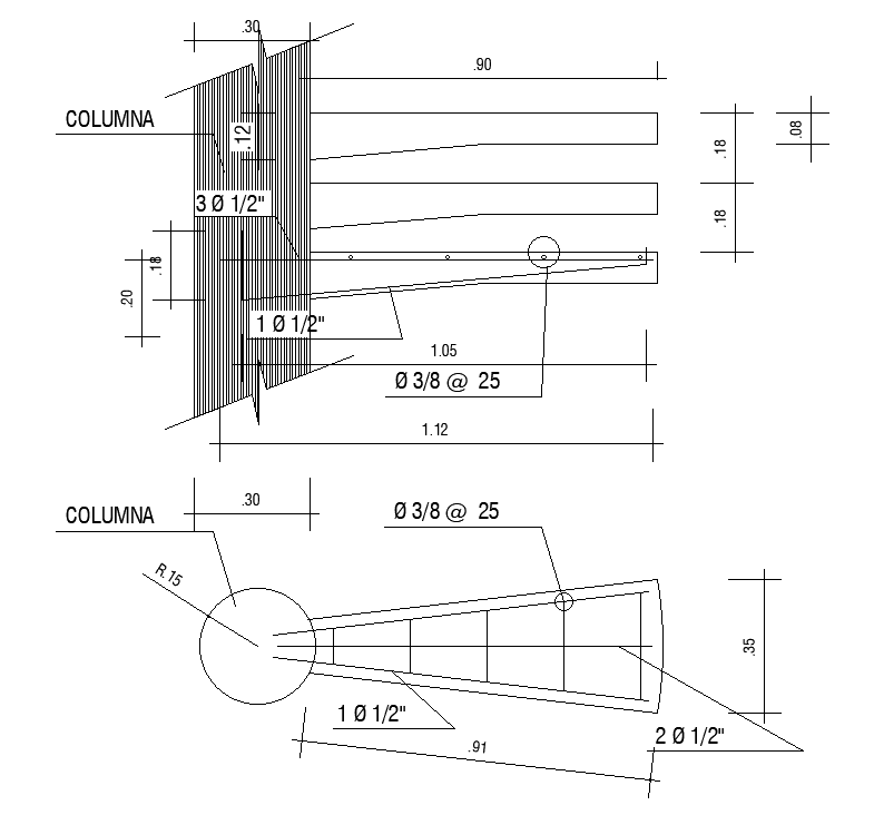 8x10m house plan of the circular column views are given in this AutoCAD drawing model. Download now.