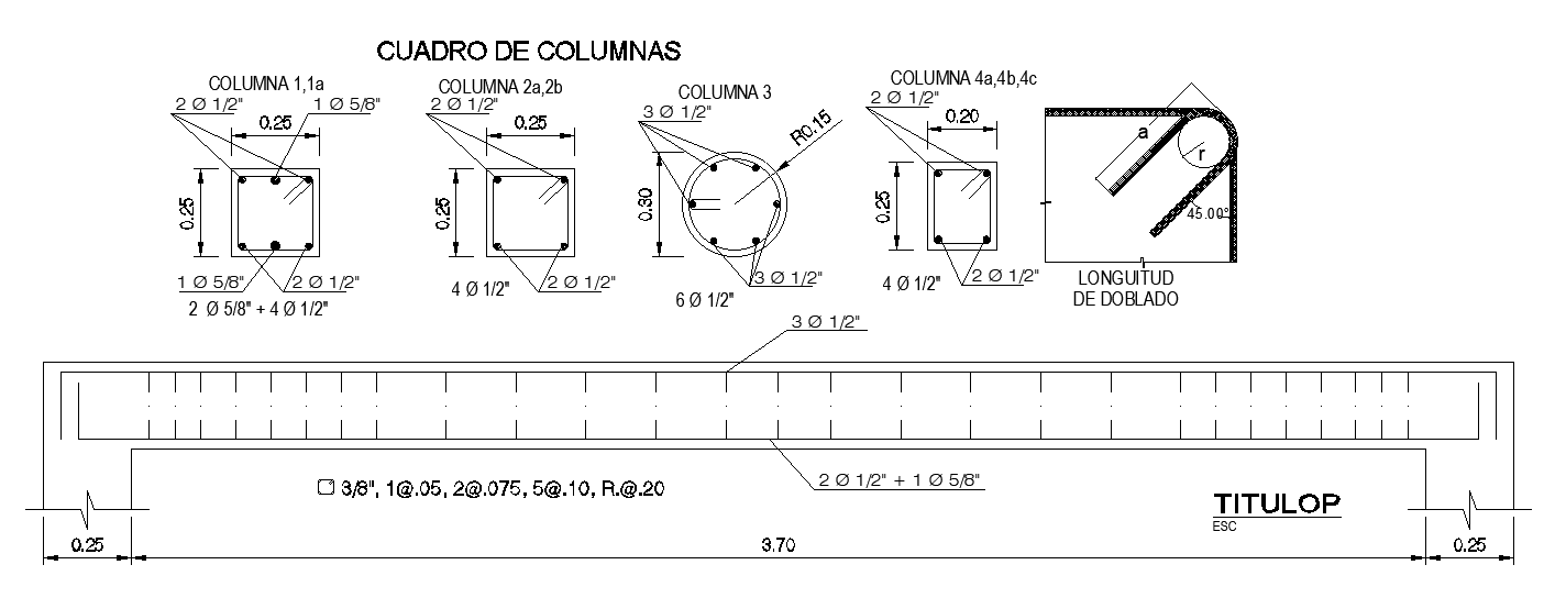 8x10m house plan of the column cross-section views are given in this AutoCAD drawing model. Download now.