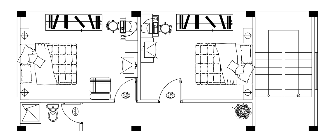 8x10m house plan second floor bedroom plans are given in this cad file
