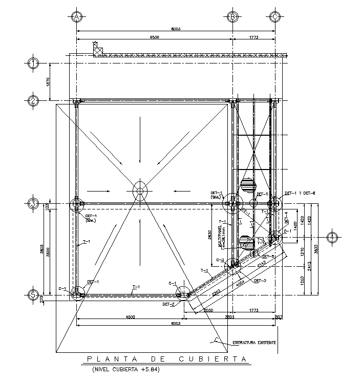 8x10m house roof plan is given in this AutoCAD model. Download now.
