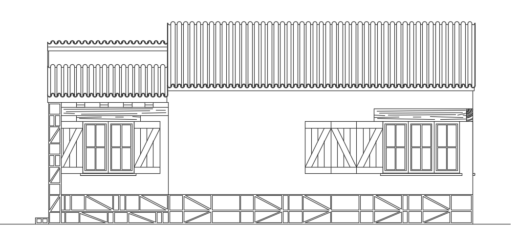 8x11m house building left side elevation with top roof cad drawing