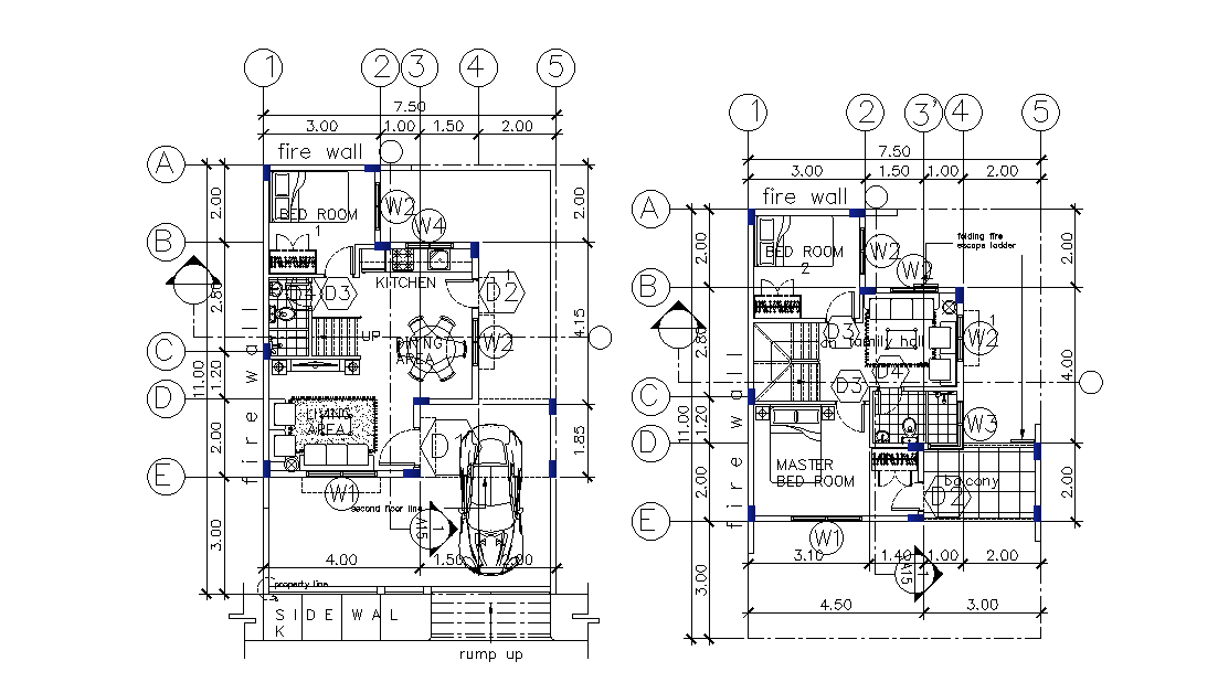 8x11m house plan is given in this 2D Autocad DWG drawing file. Download the 2D Autocad DWG drawing file.