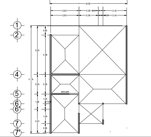 8x11m two story first floor plan cad 2d drawing is given in this file