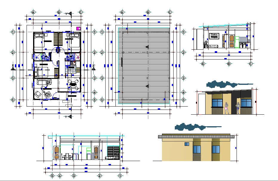 8x12 Meter 3 BHK Duplex House Plans AutoCAD File