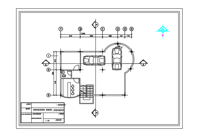 8x12m bungalow house ground floor plan AutoCAD drawing