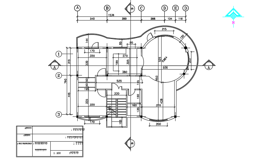 8x12m bungalow house second floor plan drawing is given in this file
