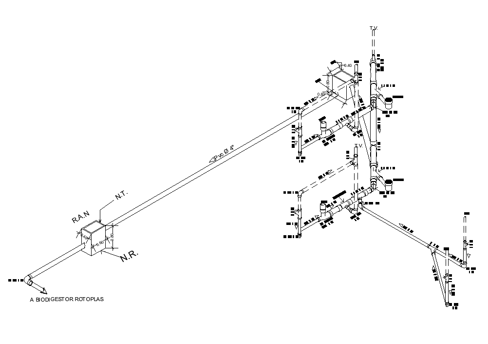 8x12m house plan of the bio digestor isometric view is given in this AutoCAD model. Download now.