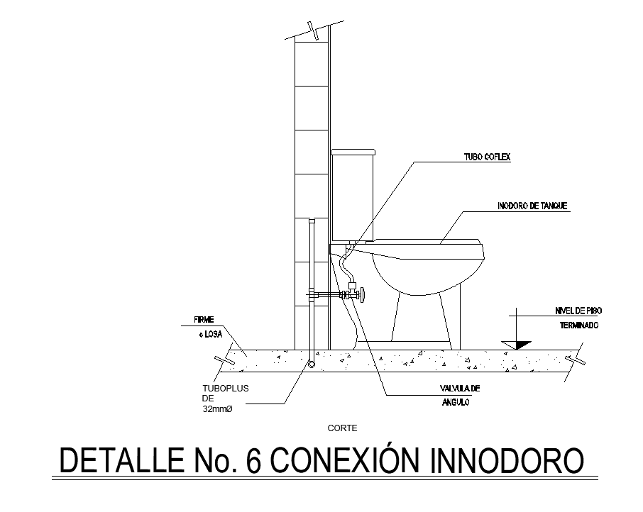 8x12m house plan of water closet connection detail drawing is given in this AutoCAD model. Download now.