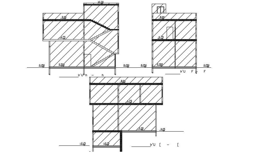 8x13m house building section view