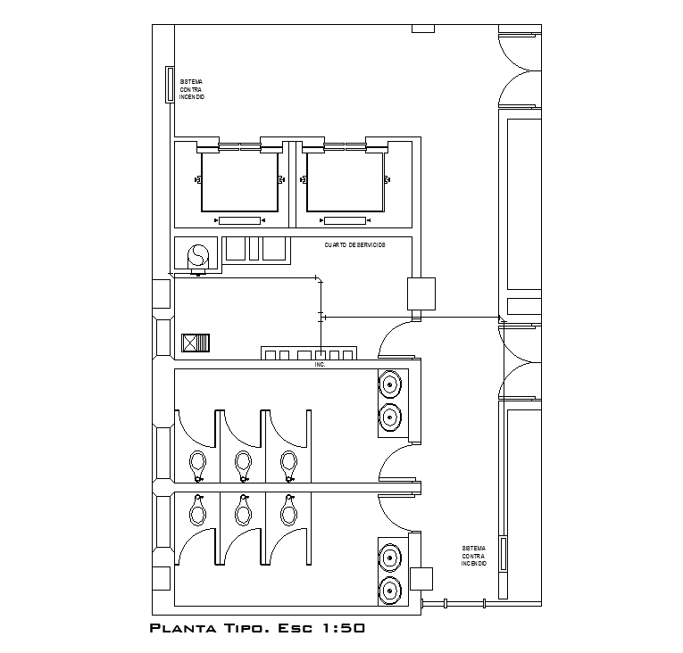 8x13m service room plan is given in this Autocad drawing file. Download now.