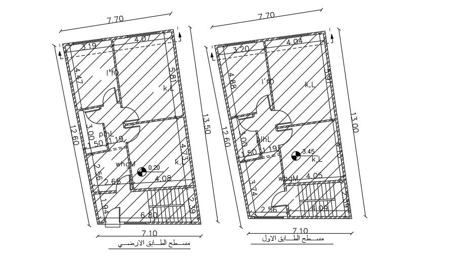 8x14 Meter Ground Floor And First Floor Layout CAD File
