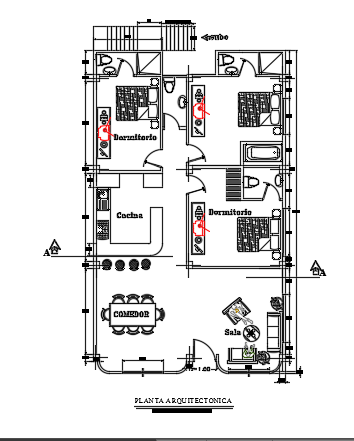 8x14m Single Story House Architecture Plan in DWG File