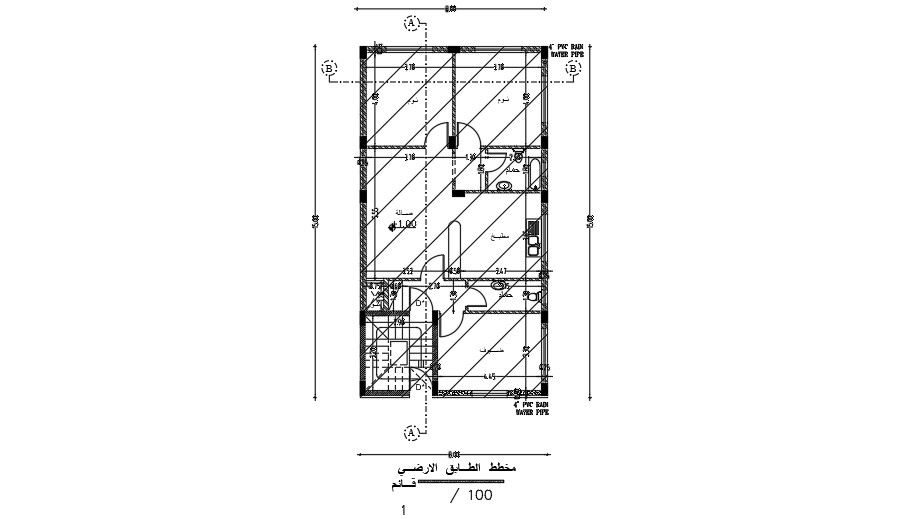8x15 Meter 2 BHK House First Floor Plan DWG File Download