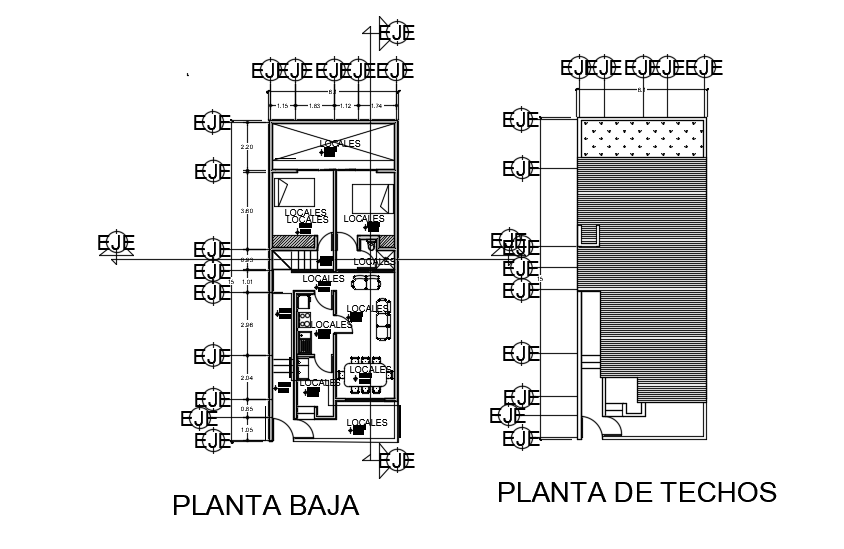 8x15m 2BHK House Plan AutoCAD Drawing with Roof Layout