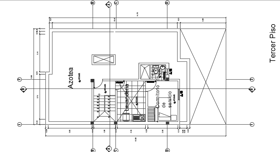8x15m architecture 3 story second floor house plan cad drawing is given in this file