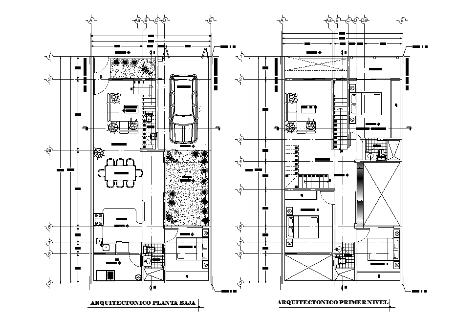 8x15m house plan details are given in this Autocad drawing model. Download the 2D Autocad DWG drawing file.