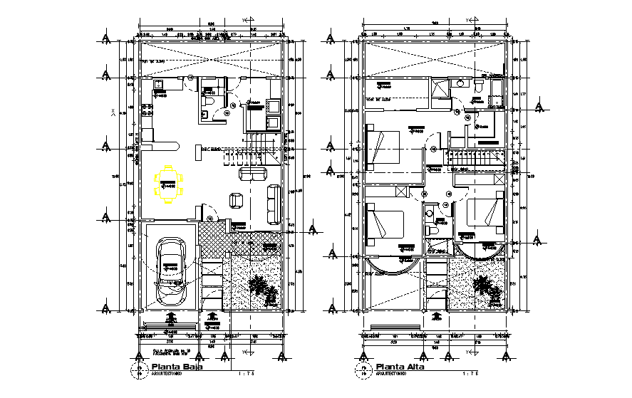 8x15m residential house plan has been given in this 2D Autocad drawing file. Download now.