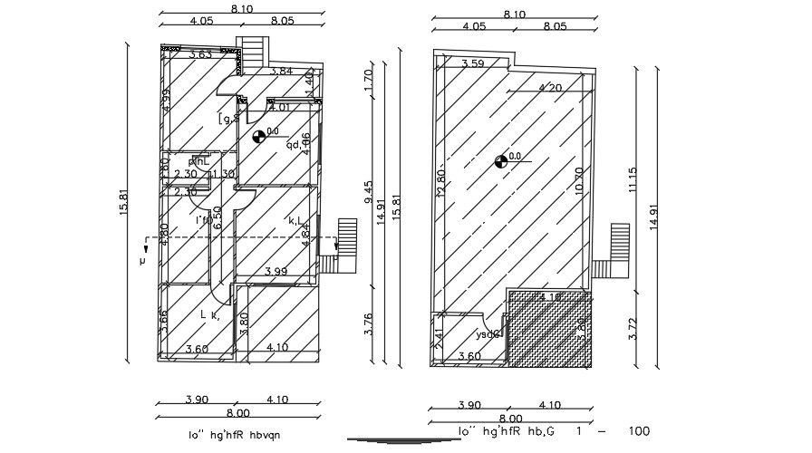 8x16m architecture house plan drawing