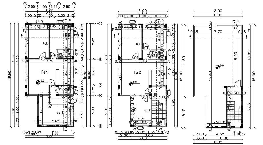 8x17 Meter House Floor Plan CAD DWG File