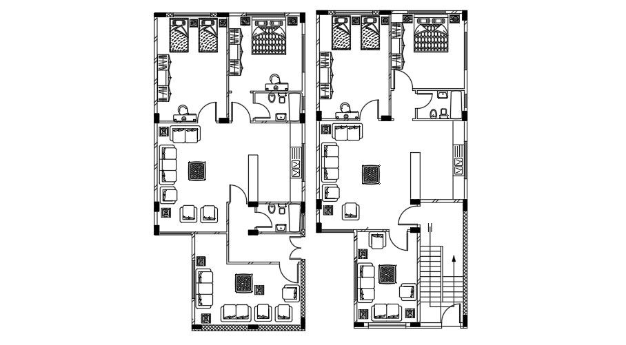 8x17 Meter House Furniture Layout Plan AutoCAD File
