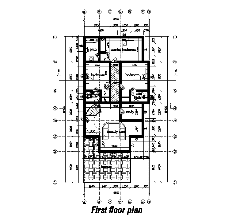 8x19m first floor house plan is given in this Autocad drawing file. Download now.